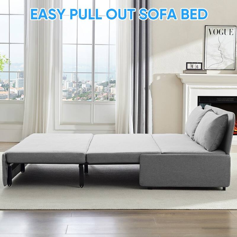 Mixoy Full/Queen Size Sofa Bed,2 in 1 Convertible Linen 1-Seater/Loveseat Sleeper Sofa Couch with Cushions