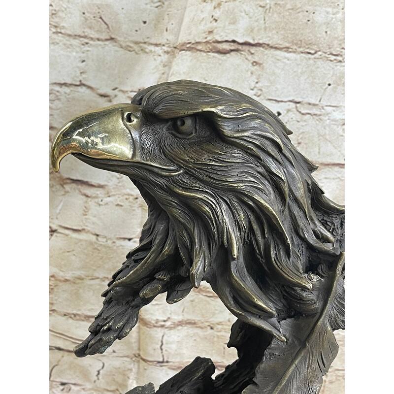 Original Life Size American Bald Eagle Bronze Bust Sculpture Extra Large Figure