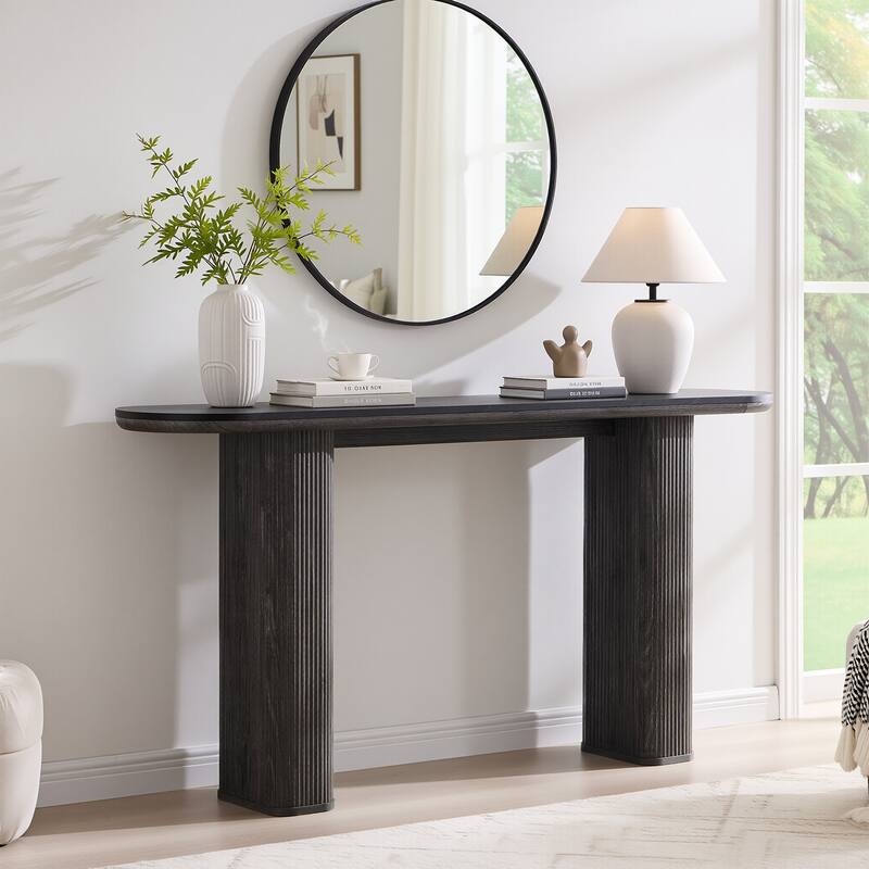 63" Modern sofa, Entryway Table, Sofa Table with Fluted Bases