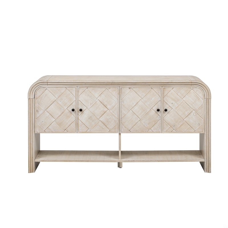 Console Table with Woven Wood Slats for Entryway,Hallway,Living Room,Foyer,Corridor