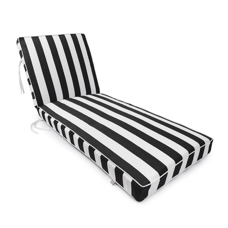 Sherry Kline Indoor/Outdoor Cabana Stripe Chaise Lounge with Contrast Cord - Black/White