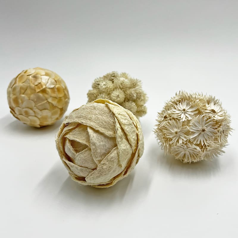 Preserved Decorative Conifer and Pinecone Topiary Balls - White - Set of 4