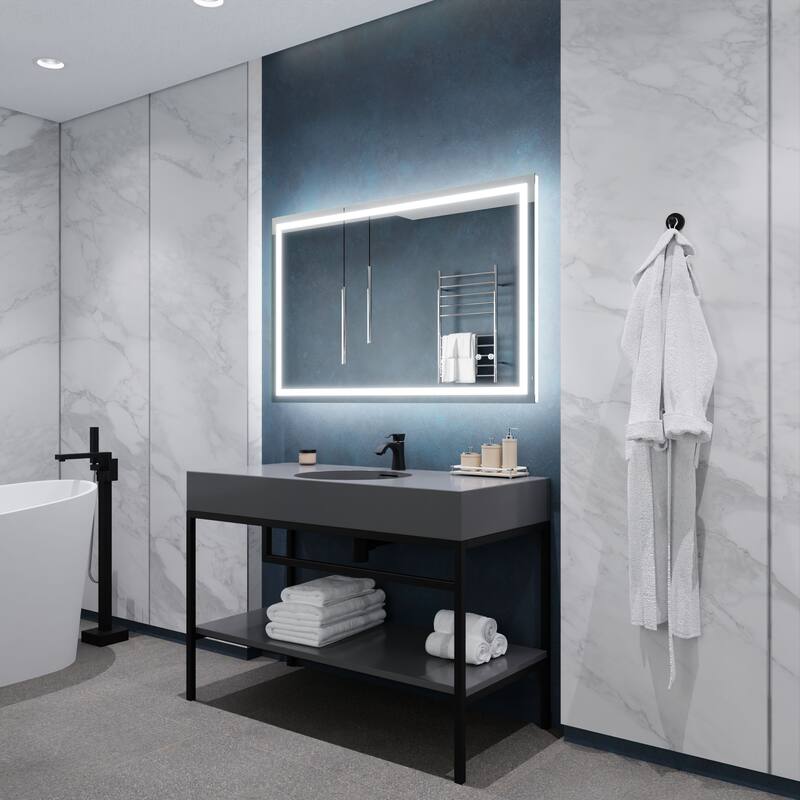ANZZI 30-in. x 48-in. Frameless LED Front/Back Light Bathroom Mirror w/Defogger