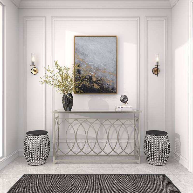 Metal Open Frame Accent Table with Crystal Embellishments - Gold or Black