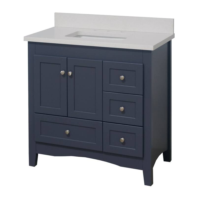 KitchenBathCollection Abbey 36" Bathroom Vanity with Quartz Top