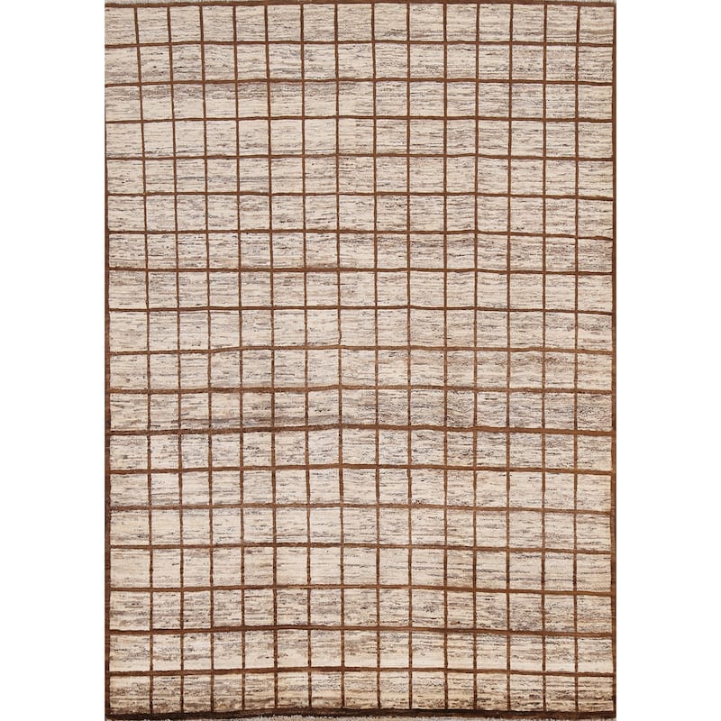 Hand Knotted Oriental 100% Wool Carpet Tribal All-Over Brown Gabbeh Area Rug - 6' 6'' X 5' 0''