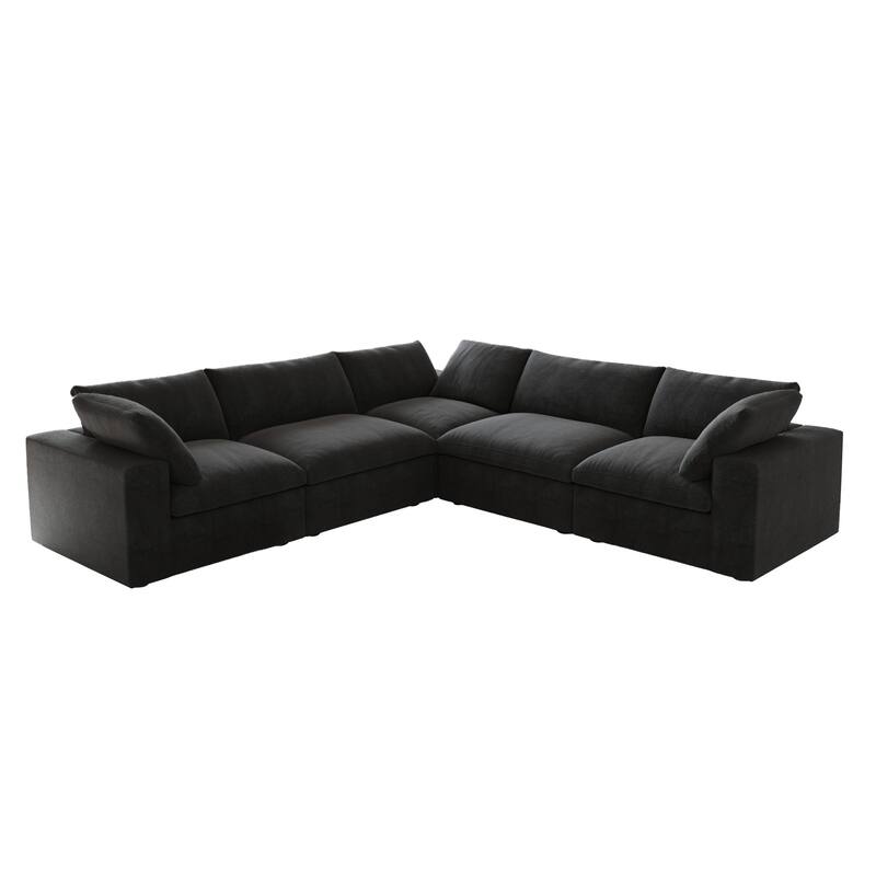 Convertible Modular Sectional Sofa, 5 Seater Corner Sofa with Pillows, 2 x 120.45 Minimalist Sofa Couch for Living Room