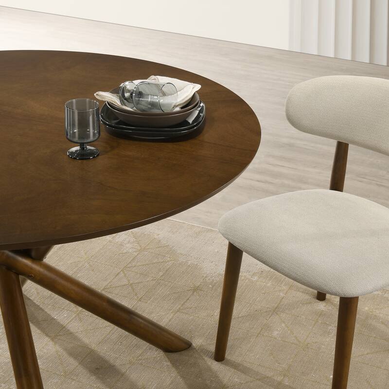 Roundhill Furniture Arnott 5-Piece Round Dining Set, Walnut Finish