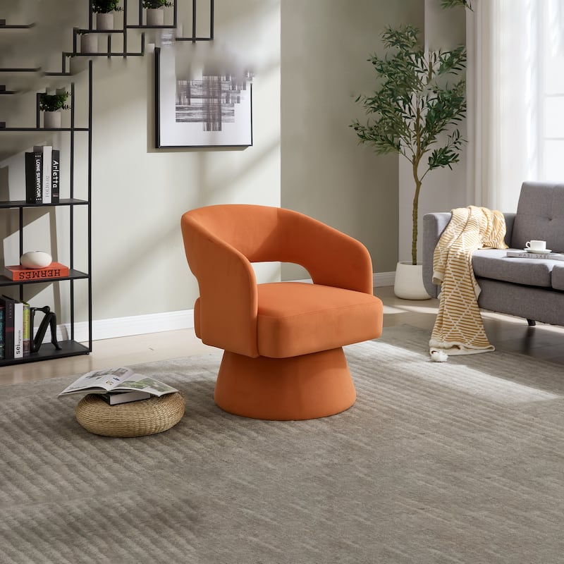 Swivel Barrel Chair, Velvet Accent Armchair 360 Degree Swivel Club Chair for Living Room Bedroom Reception Room