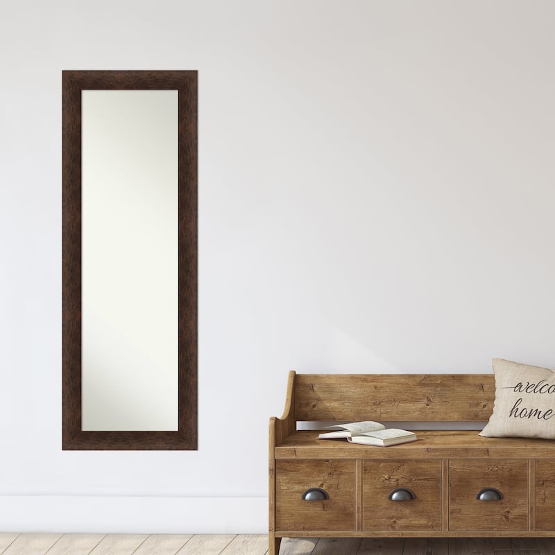 Warm Walnut Non-Beveled Wood Framed Full-Length On the Door Mirror - Warm Walnut - Glass Size 14x48