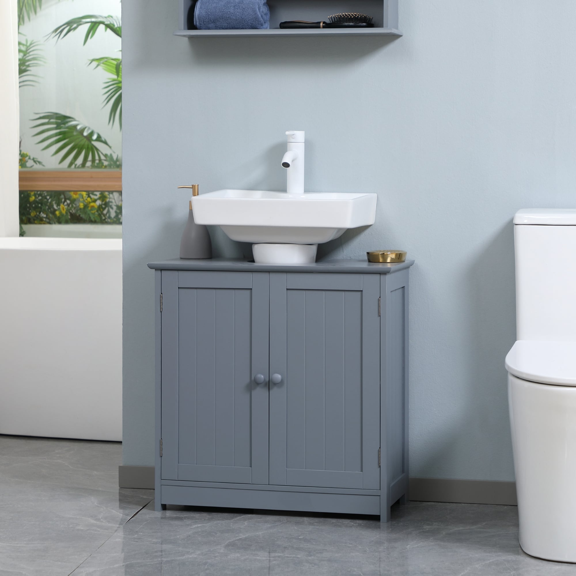 Under sink storage for top large pedestal