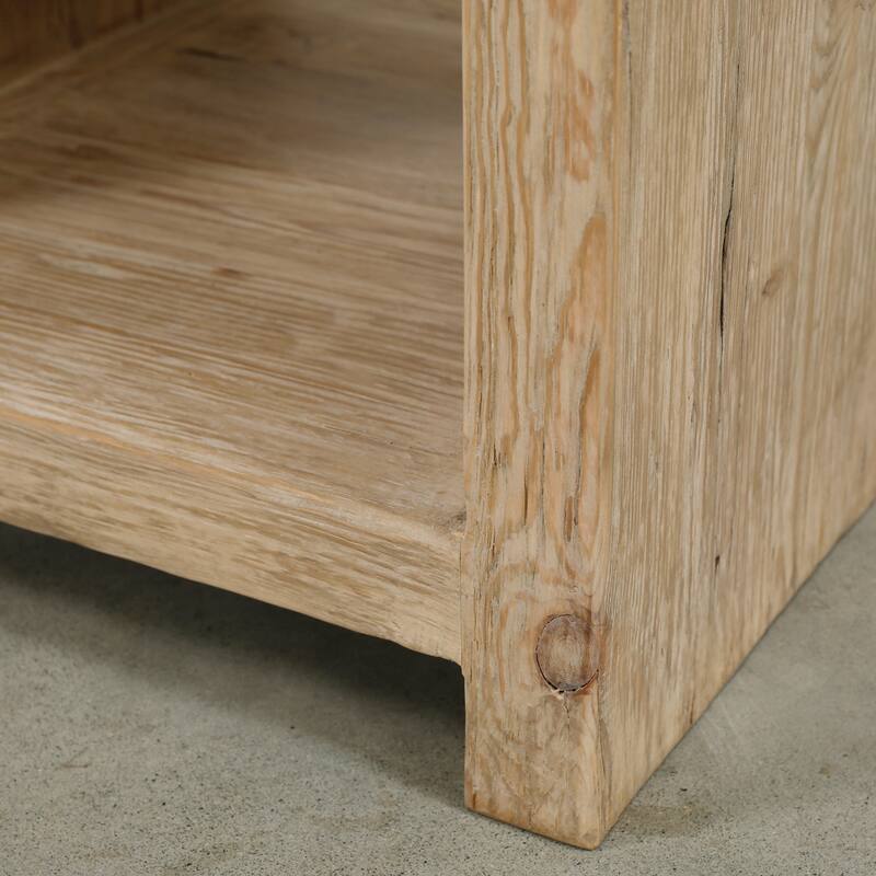 Artissance Capri Waterfall Side Table with Shelf Weathered Natural 22x22x24H