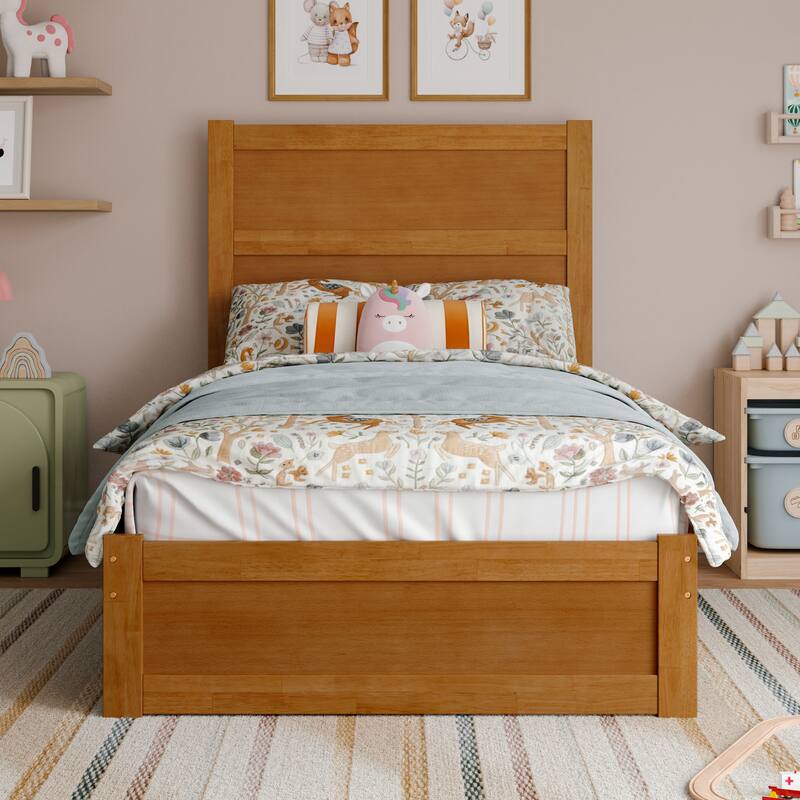Aveline Wood Platform Bed with Matching Footboard & Trundle