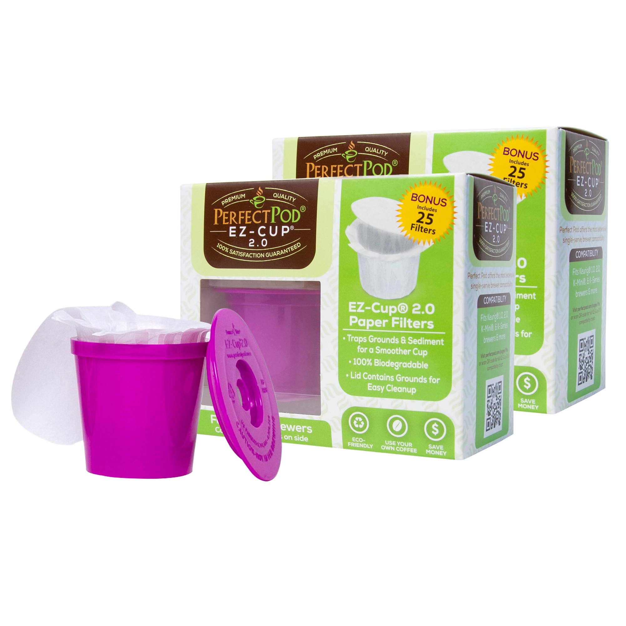 PERFECT POD EZ-Cup 2.0 Starter Bundle Reusable Coffee K Cup Pod with 125  Coffee Paper Filters and EZ Scoop BUN90076 - The Home Depot