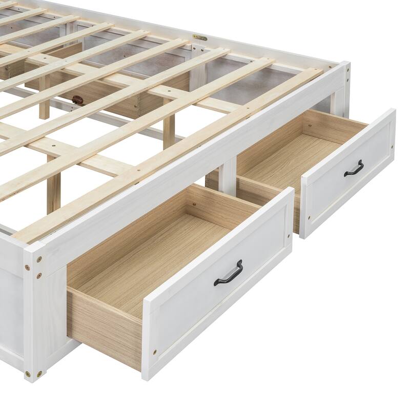 Queen Size Platform Bed with 6 Storage Drawers