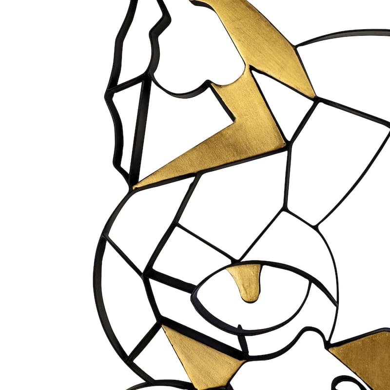 Geometric Animal Kingdom Sand Cat Black and Gold Recycled Steel Wall Art