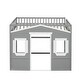 preview thumbnail 12 of 12, Gray+White Full Size Solid Wood House Loft Bed with Ladder