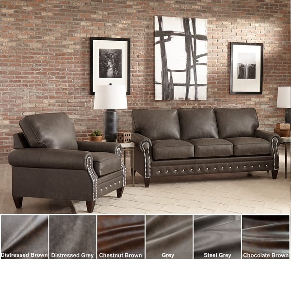 Payne Top Grain Leather Sofa Bed and Chair Set Bed Bath & Beyond