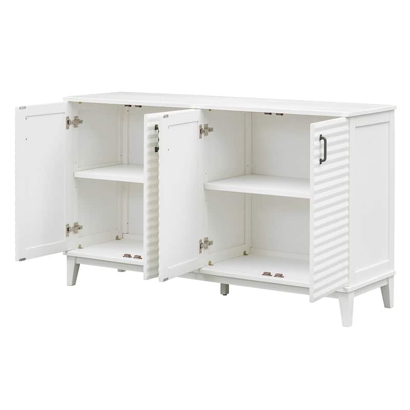 Sideboard with 4 Door Large Storage Buffet with Adjustable Shelves and Metal Handles