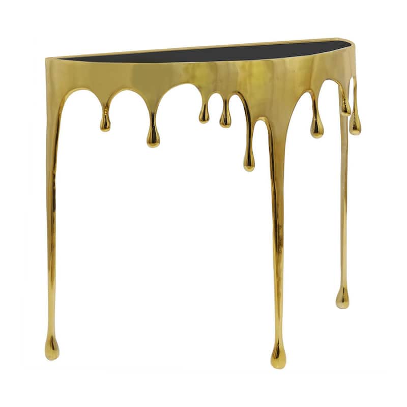 Capri Sofa Console Table 36.25 Half Moon Glass Top Melting Drip Design