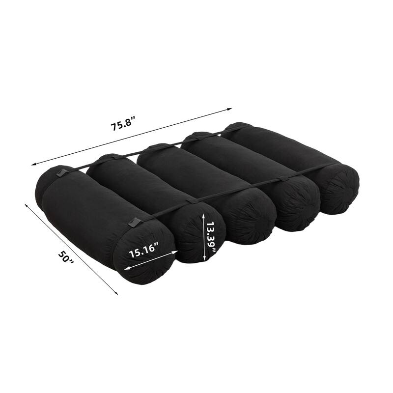 Versatile Lazy Sofa Corduroy Chaise Lounge Floor Couch Composed of 5 Cylindrical Pillows with Adjustable Straps