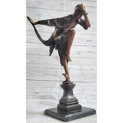 Ankara Imitative Snake Dancer Art Deco Bronze Sculpture Statue Colinet Chiparus Marble Base
