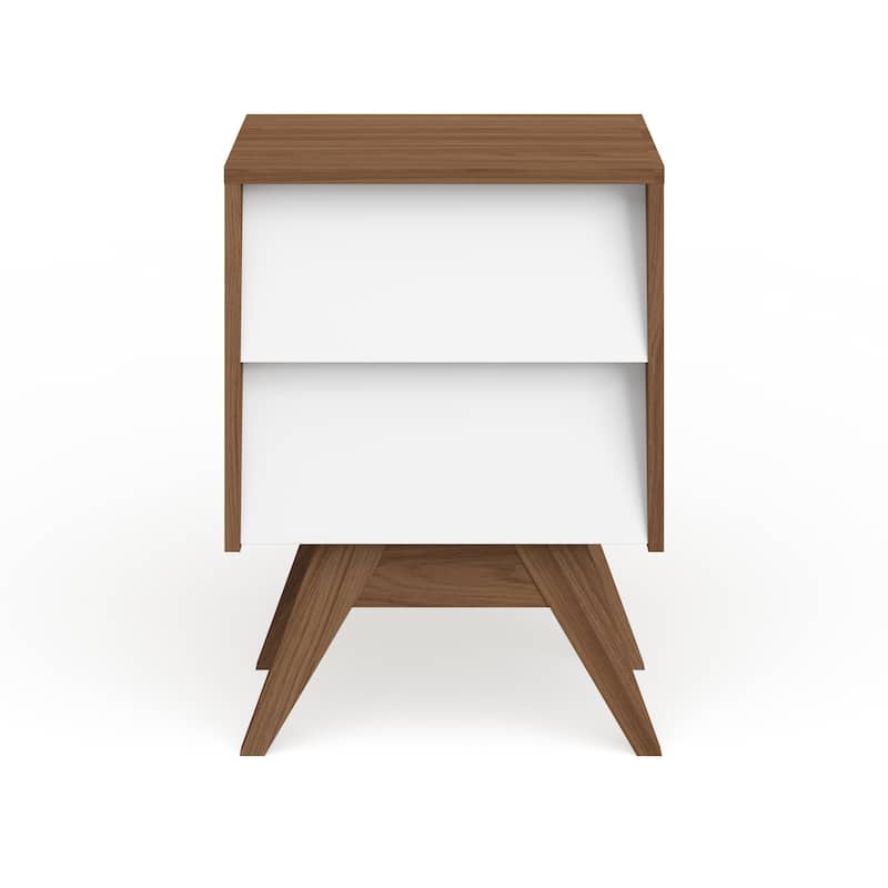 Carson Carrington Halmstad Mid-century White and Brown Nightstand