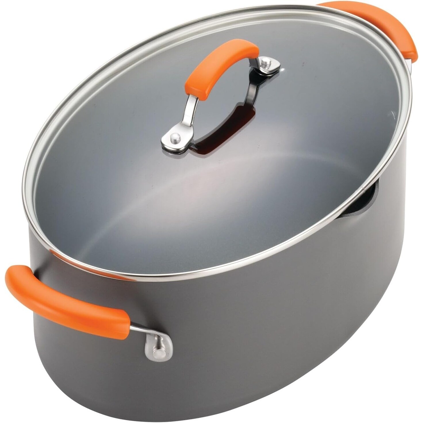 Hard-Anodized Nonstick Oval Pasta Pot / Stockpot with Lid - Bed