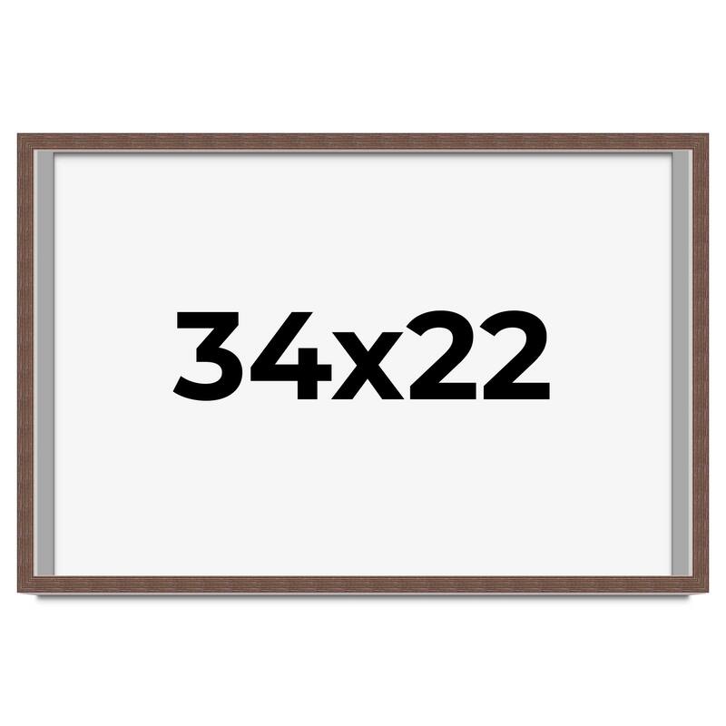 34x22 Shadow Box Frame Brown | 1.125 inches Deep Real Wood Rustic