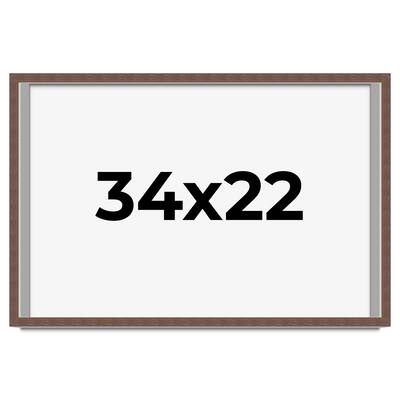 34x22 Shadow Box Frame Brown | 1.125 inches Deep Real Wood Rustic
