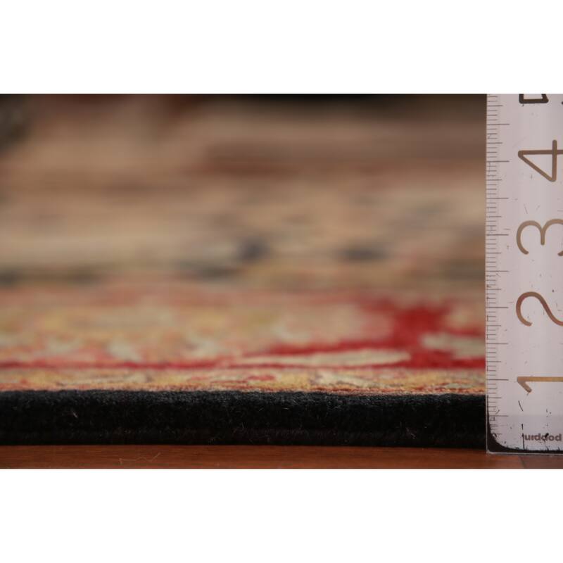 Black Floral Agra Indian Area Rug Handmade Wool Carpet - 9'3"x 12'0"