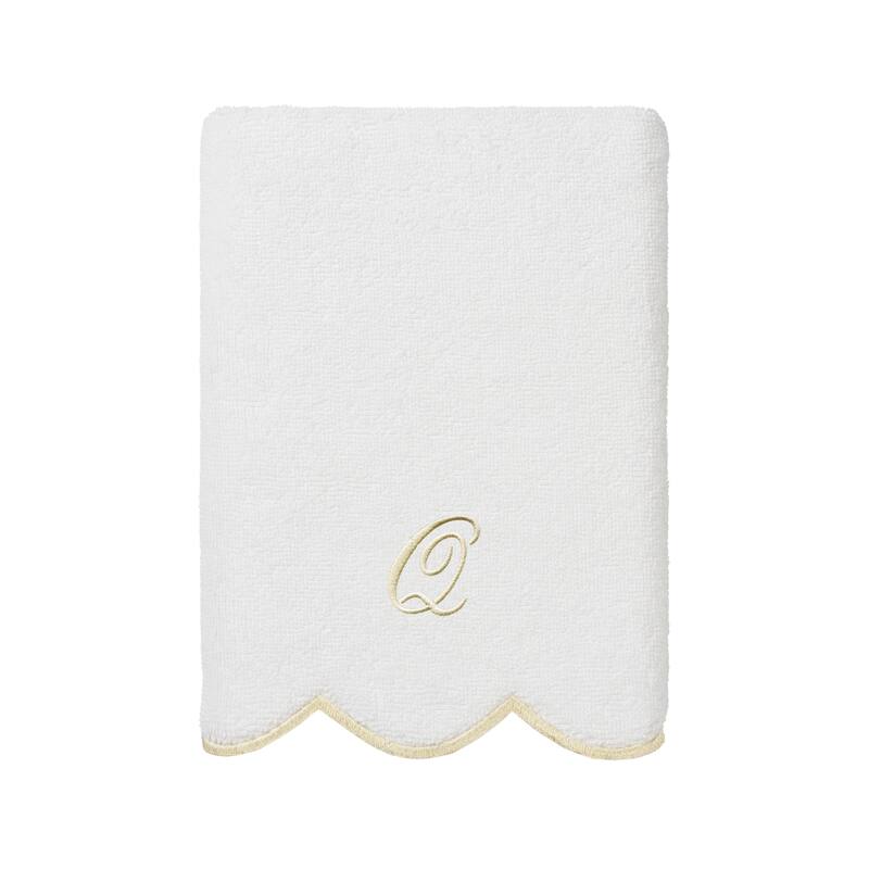 Authentic Hotel and Spa 100% Turkish Cotton Beige ADORNIA Scallop Personalized 3 Piece Towel Set - 3 Piece Set