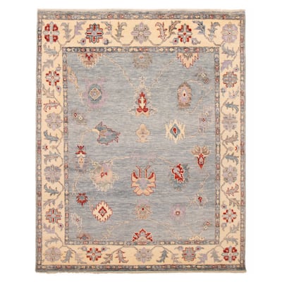 ECARPETGALLERY Hand-knotted Modern Oushak Light Blue Wool Rug - 8' x 10'