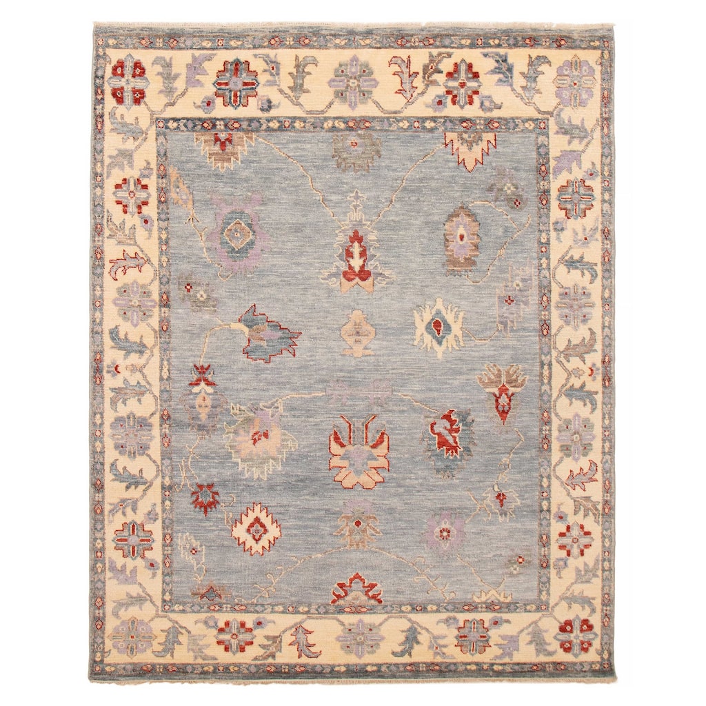 ECARPETGALLERY Hand-knotted Modern Oushak Light Blue Wool Rug - 8' x 10'