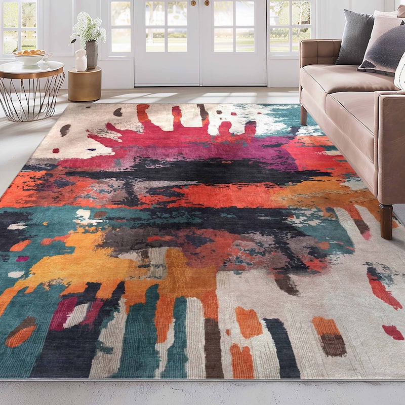 Well Woven Apollo Abstract Chromatic Splash Modern Abstract Area Rug