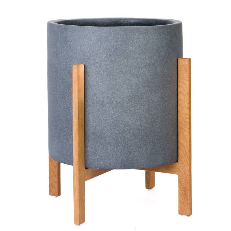 Rowan Modern Outdoor Planter - 22"H x 16"W - Grey