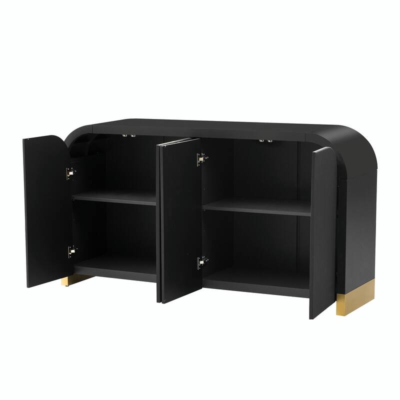 4-door Unique Wave Pattern Design Storage Cabinet