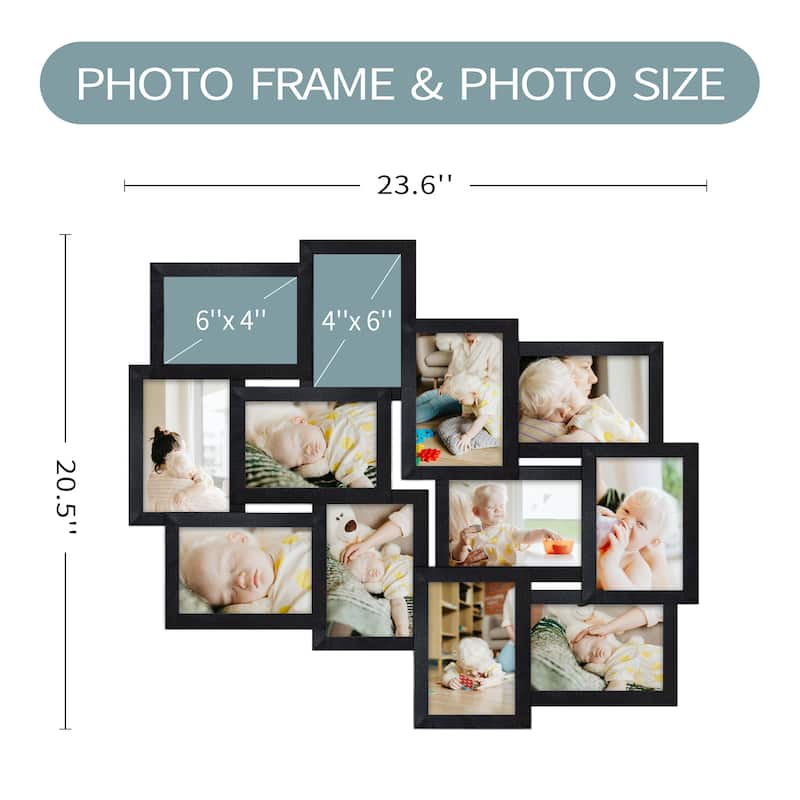 HELLO LAURA Modern Stylish 12-Opening Puzzle Photo Collage Wall Frame