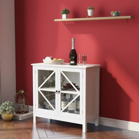 Sideboard Cabinet Display Buffet Storage Cabinet with Double Glass Doors