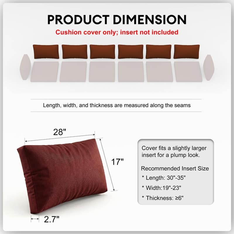 FINCATI 28" × 28" Outdoor Cushion Cover, Sofa Cushion Replacement Slipcover, Patio Seat Cover 28 Inches (COVER ONLY!)