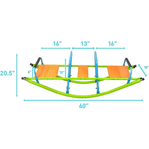 dimension image slide 1 of 2, Plastic Seat Playground Equipment Cute Baby Plastic Rocker Outdoor Children Blue and Green Steel Tube for Kids Age 3+