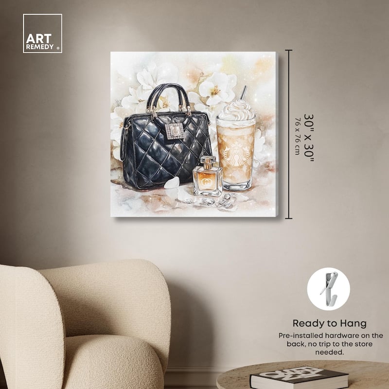 Trinkets and White Floral Canvas by Art Remedy, Gallery Wrapped