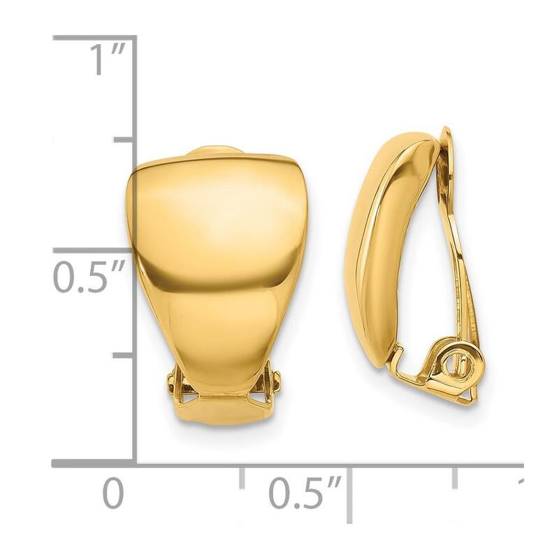 Curata 14k Yellow Gold Polished Omega Clip Non Pierced Earrings - 16.5x10.4mm