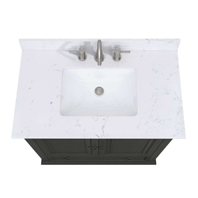 Thompson 36 in. Single Sink Bathroom Vanity with Engineered Stone Top - 37"W x 22"D x 35"H