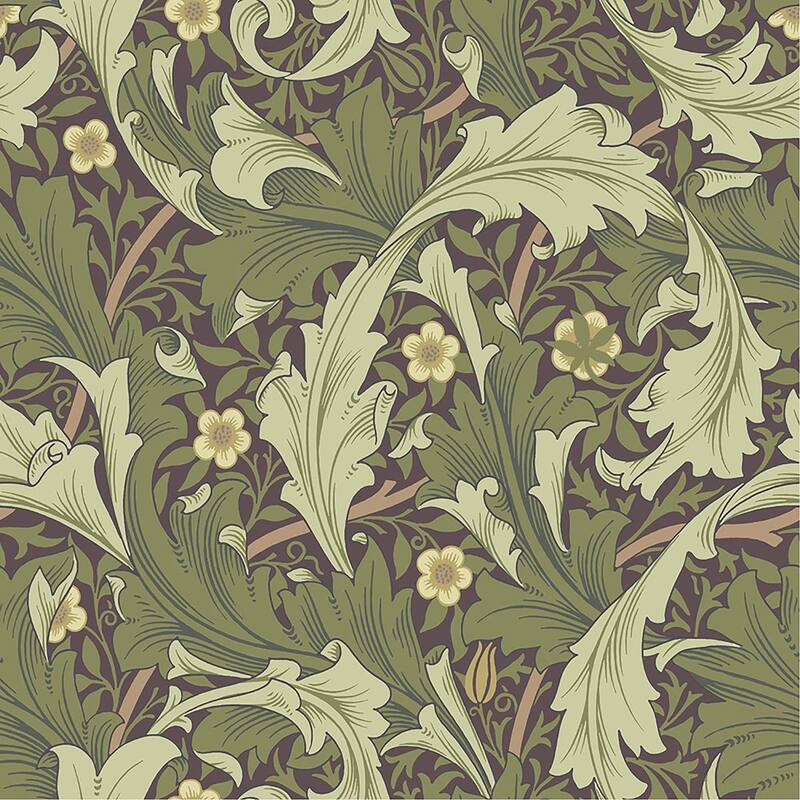 A-Street Prints Granville Plum Leafy Vine Wallpaper