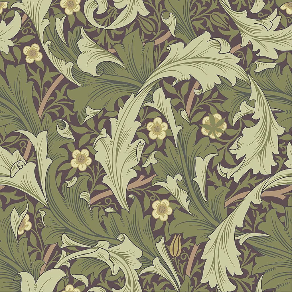 A-Street Prints Granville Plum Leafy Vine Wallpaper
