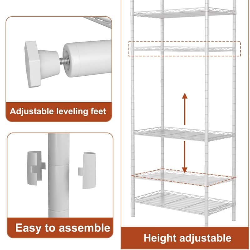 5-Shelving Unit, Adjustable Wire Shelving