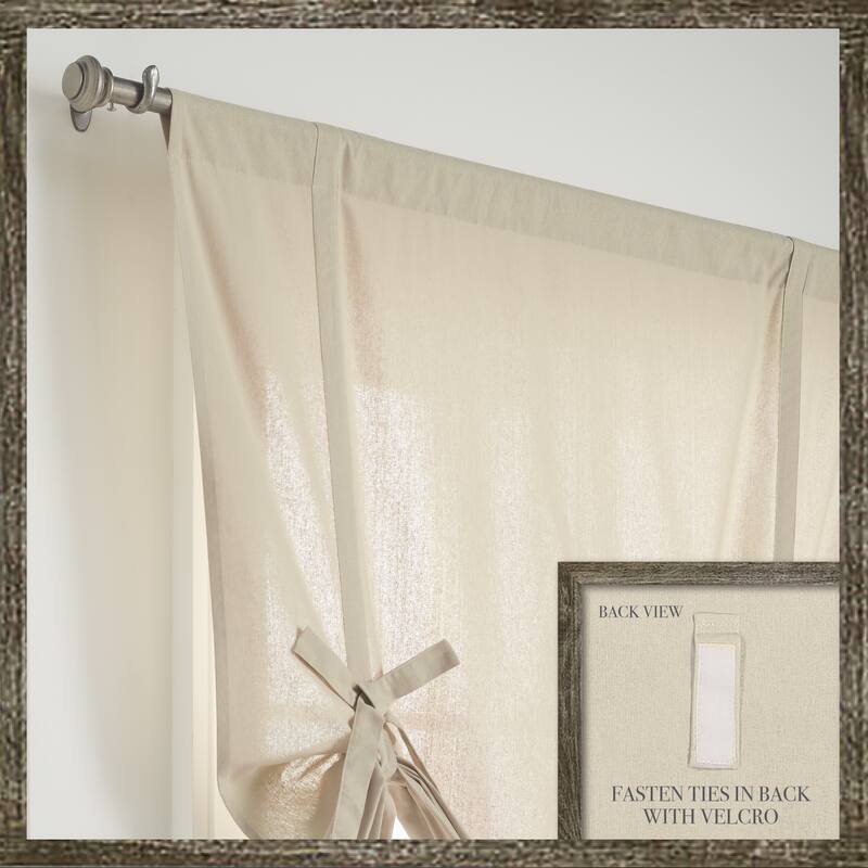 Mercantile Drop Cloth Rod Pocket Farmhouse Tie-Up Shades, 63x42