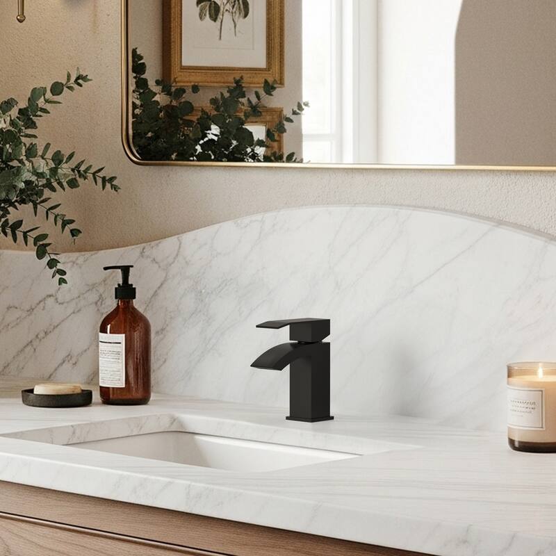 Single Handle Single Hole Waterfall Bathroom Faucet with Pop‑Up Drain