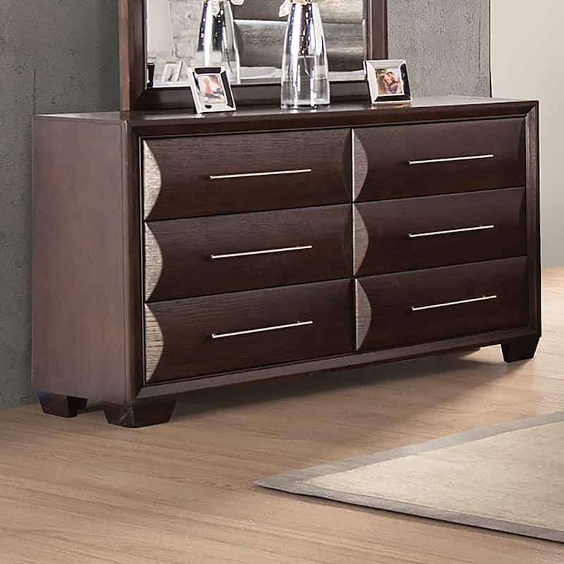 Furniture of America Chase Modern Wood 2-Piece 6-Drawer Dresser and Mirror Set
